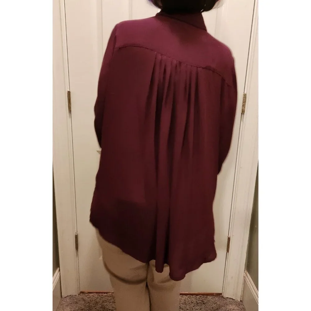 Lane Bryant Wine Semi Sheer Blouse HiLo Swing - Plus Size 18-20 NWOT - Picture 3 of 11